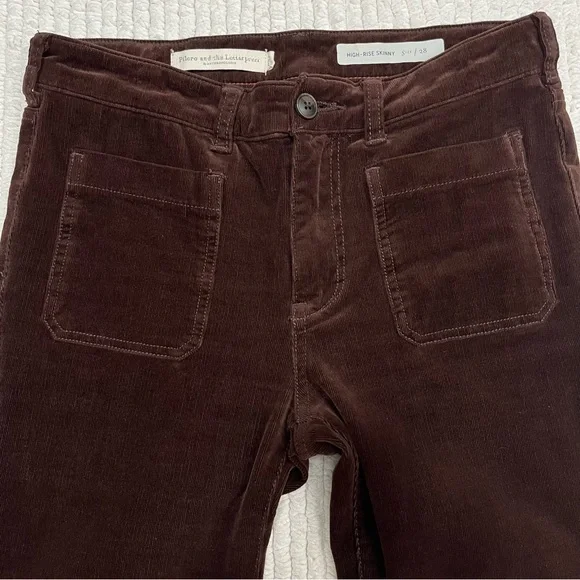 Anthropologie Brown High-Rise Skinny Corduroy Pants - Picture 1 of 16